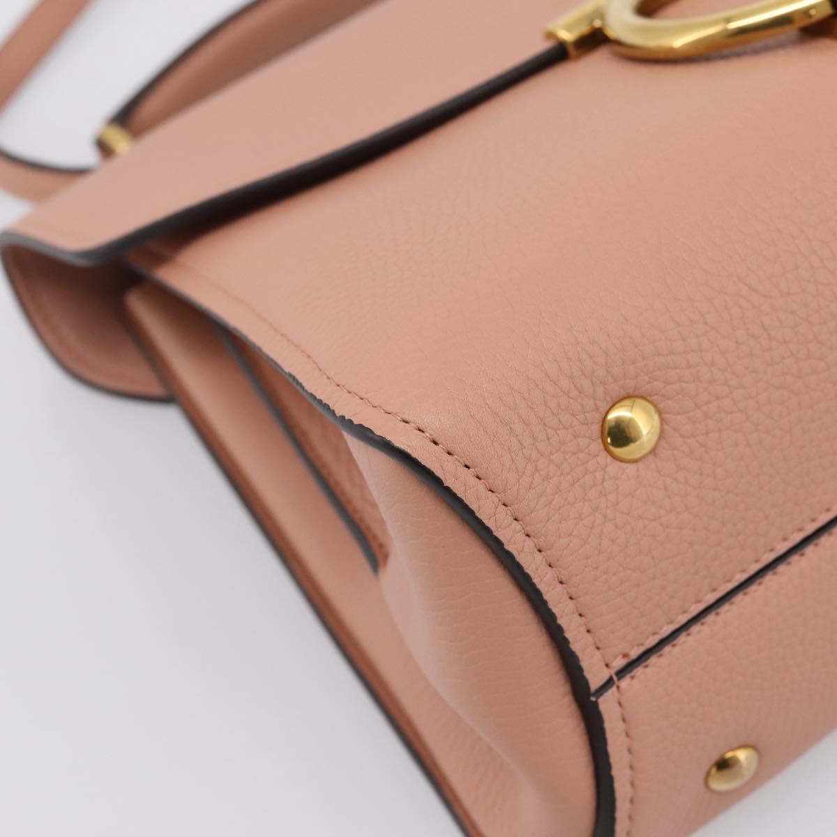 Salvatore Ferragamo Gancini Hand Bag Leather 2way Pink Gold Auth 205916V