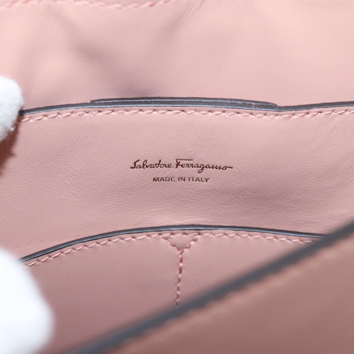 Salvatore Ferragamo Gancini Hand Bag Leather 2way Pink Gold Auth 205916V