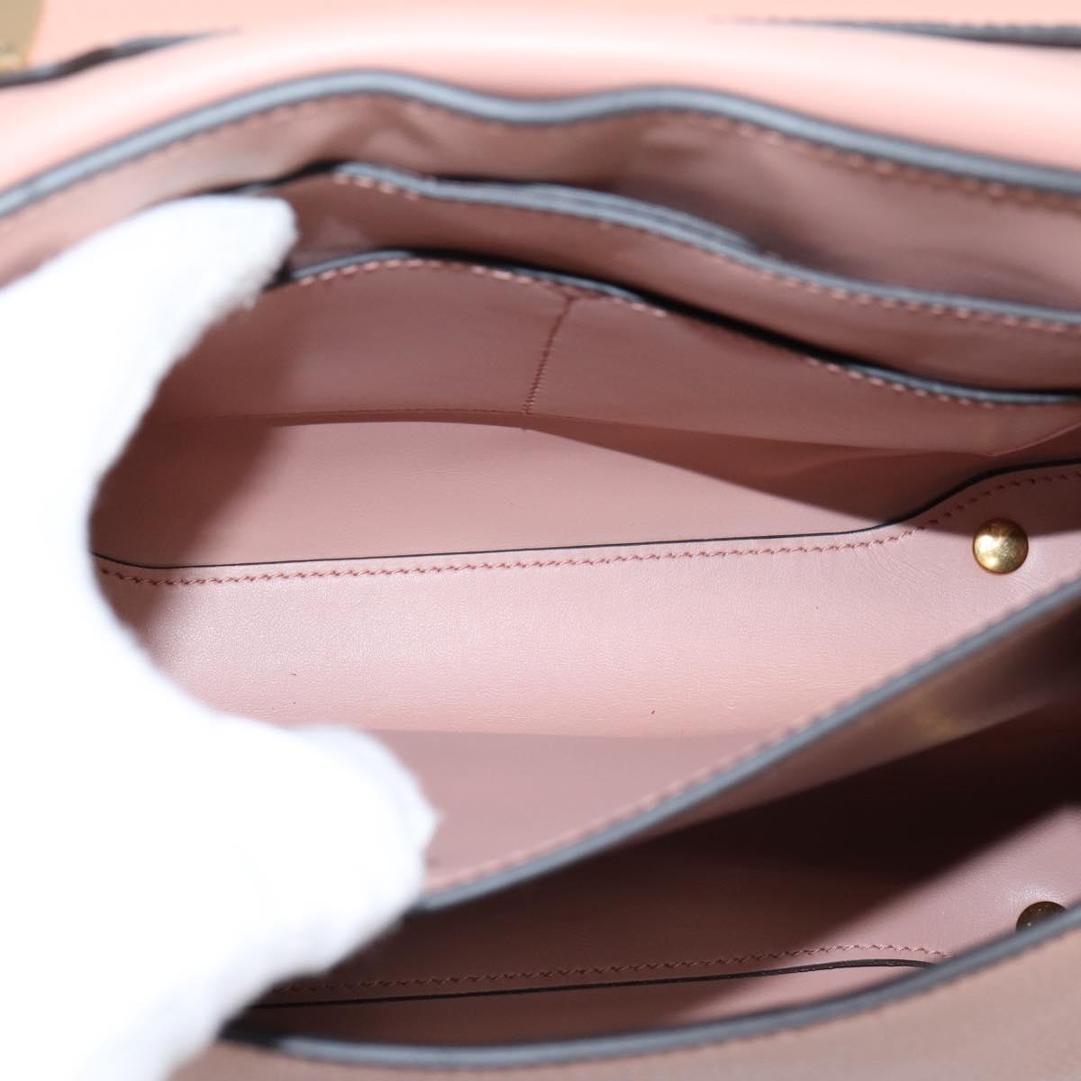 Salvatore Ferragamo Gancini Hand Bag Leather 2way Pink Gold Auth 205916V