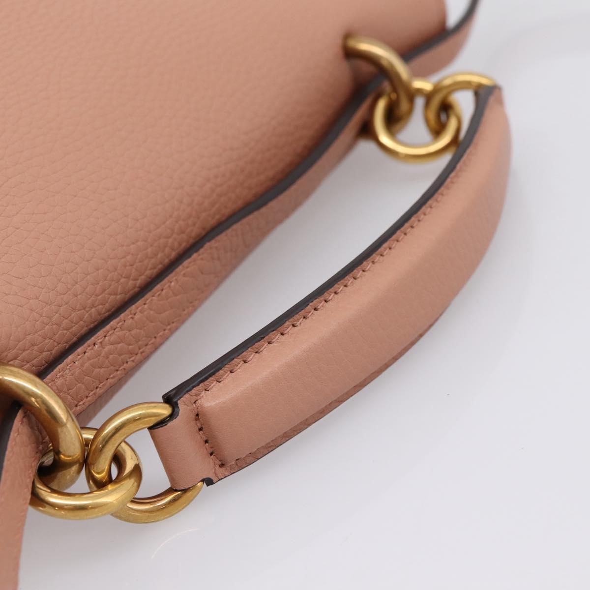 Salvatore Ferragamo Gancini Hand Bag Leather 2way Pink Gold Auth 205916V