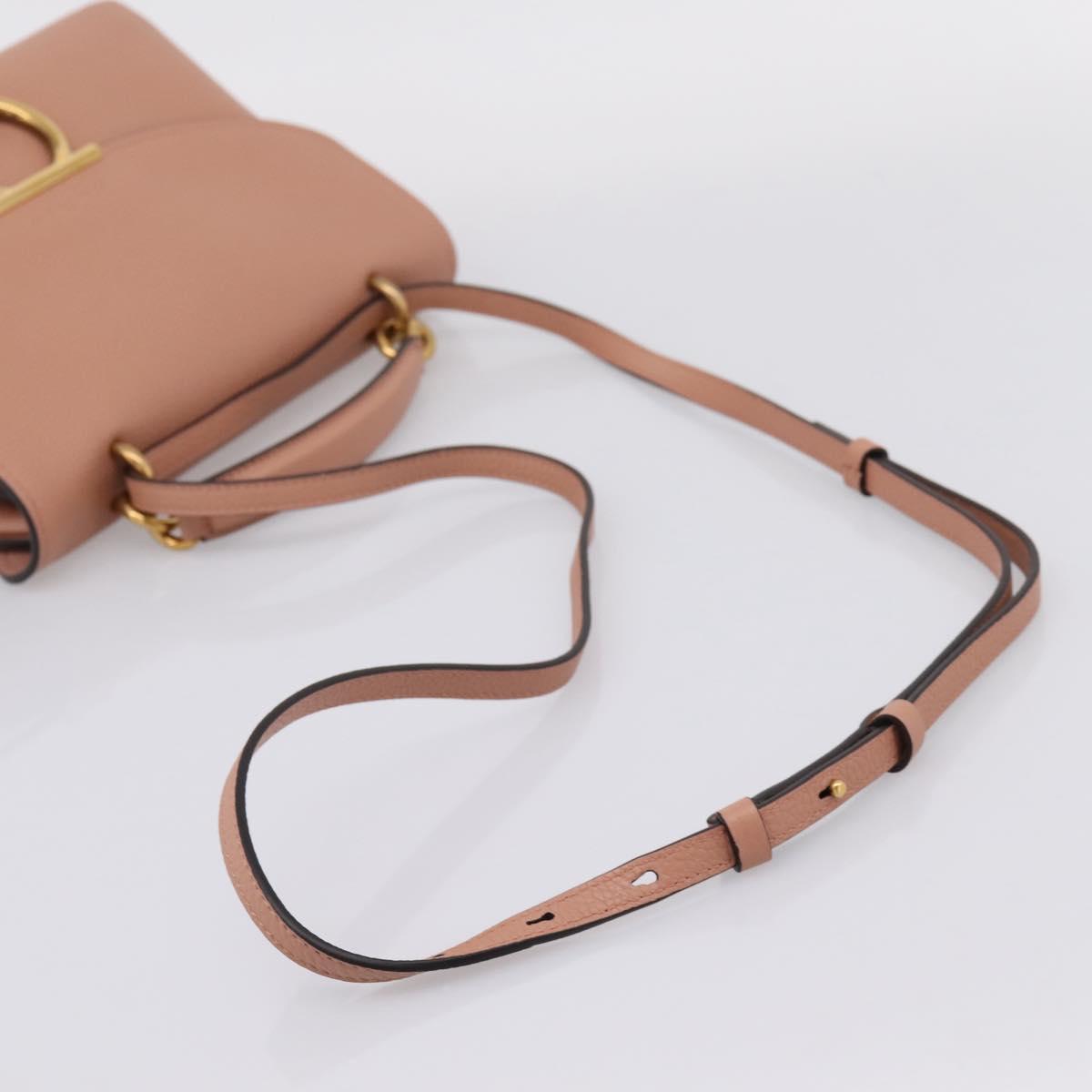 Salvatore Ferragamo Gancini Hand Bag Leather 2way Pink Gold Auth 205916V