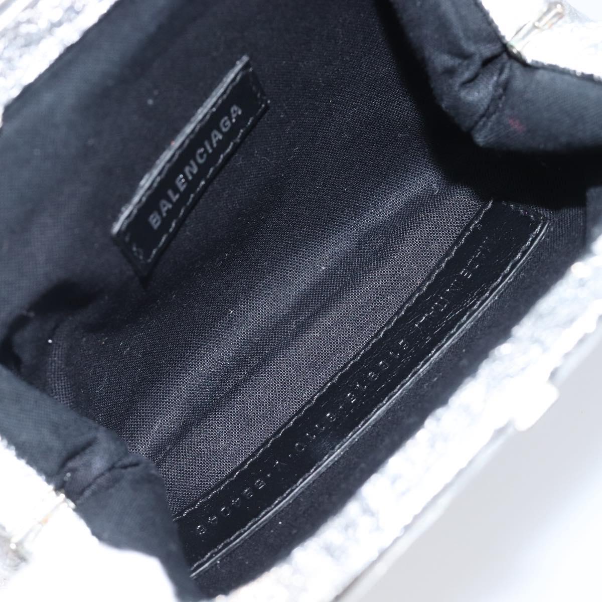 BALENCIAGA Cloudcoin Shoulder Pouch Leather Silver 618915 Auth 205922V