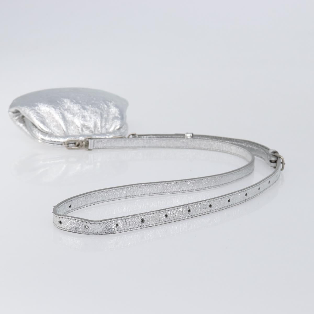 BALENCIAGA Cloudcoin Shoulder Pouch Leather Silver 618915 Auth 205922V