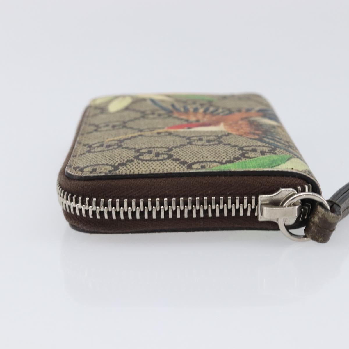 GUCCI GG Supreme Coin Purse PVC Beige Silver 427013 Auth 205924A