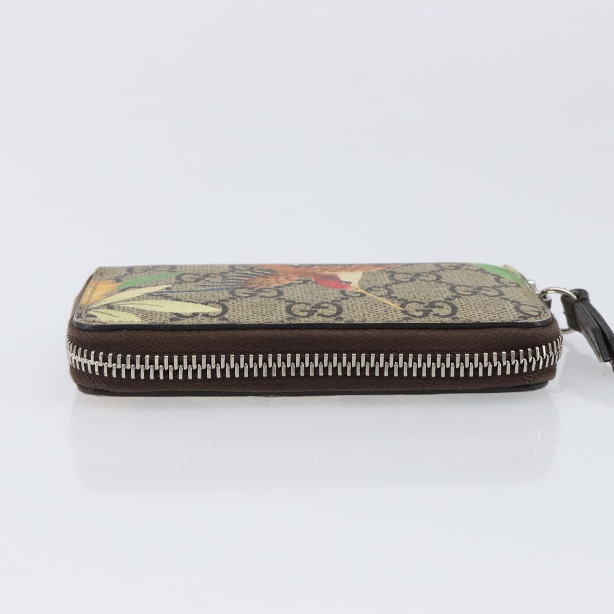 GUCCI GG Supreme Coin Purse PVC Beige Silver 427013 Auth 205924A