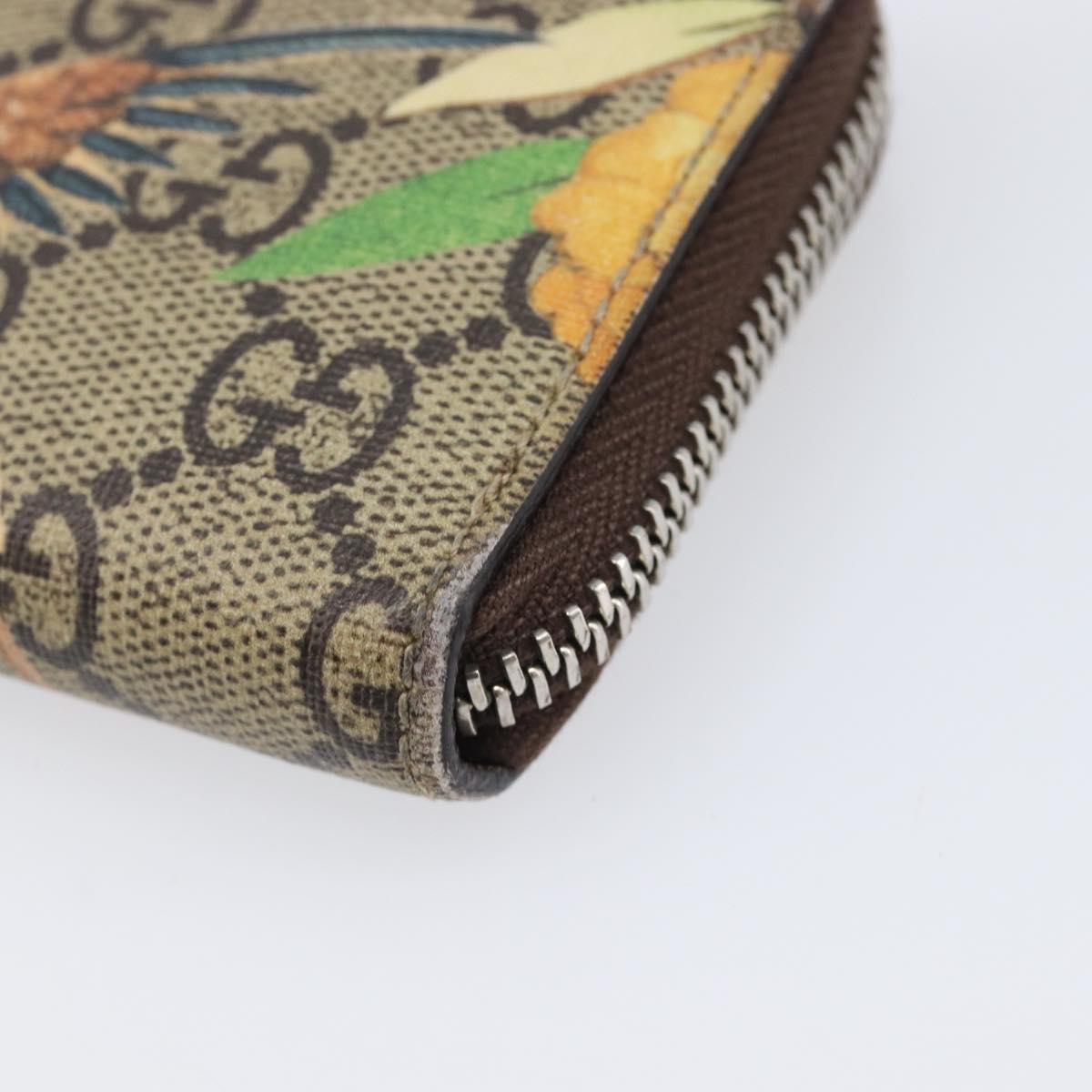 GUCCI GG Supreme Coin Purse PVC Beige Silver 427013 Auth 205924A