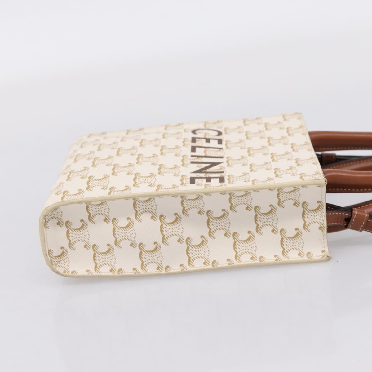 CELINE Macadam Vertical Cabas Hand Bag PVC 2way Ivory Gold Tone Auth 205927M