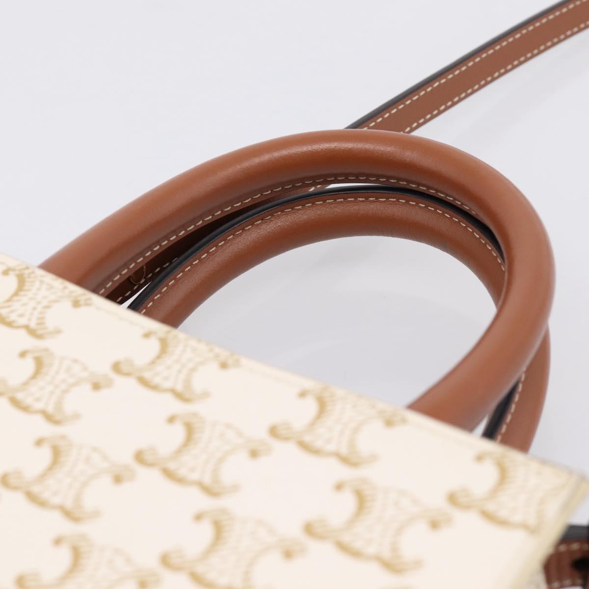 CELINE Macadam Vertical Cabas Hand Bag PVC 2way Ivory Gold Tone Auth 205927M