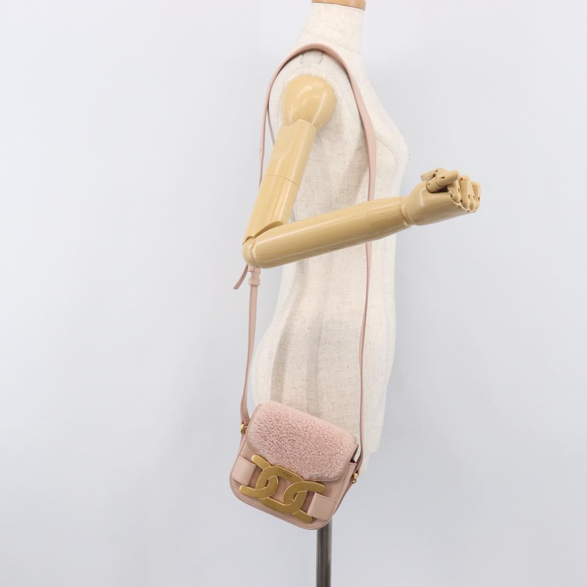 TODfS Kate Shoulder Bag Mouton Pink Gold Tone Auth 205929V