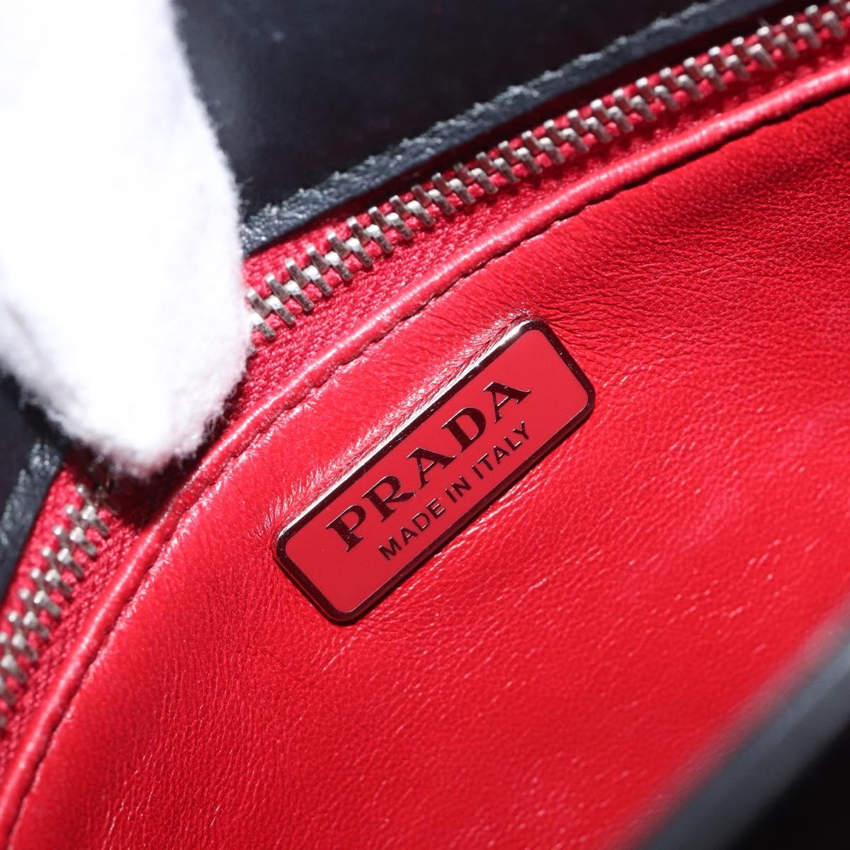 PRADA Chain Shoulder Bag Nylon Black Silver Auth 205930V