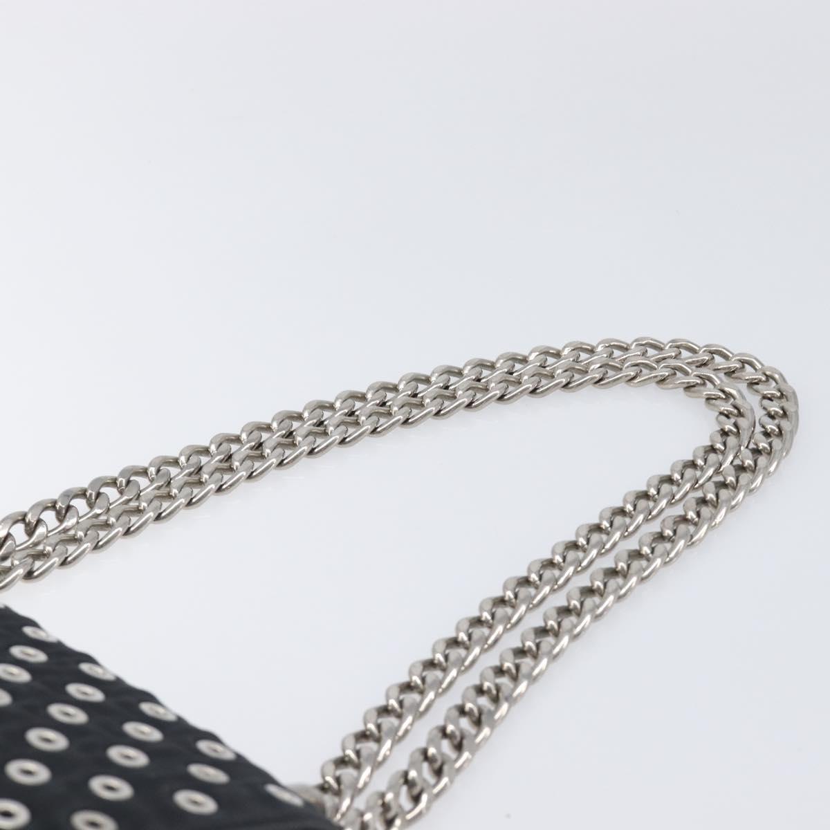 PRADA Chain Shoulder Bag Nylon Black Silver Auth 205930V