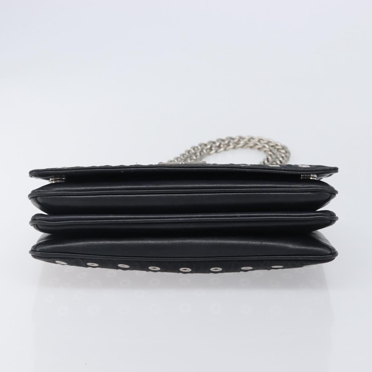 PRADA Chain Shoulder Bag Nylon Black Silver Auth 205930V