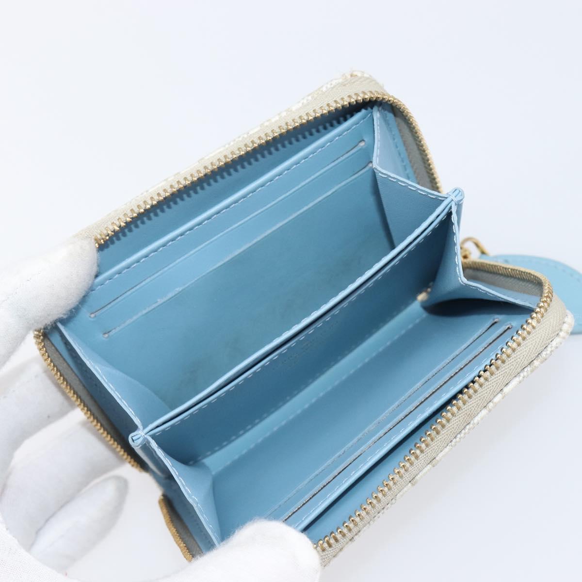 LOUIS VUITTON SINCE1854 Zippy Coin Purse Canvas Ivory Blue M81095 Auth 205941A