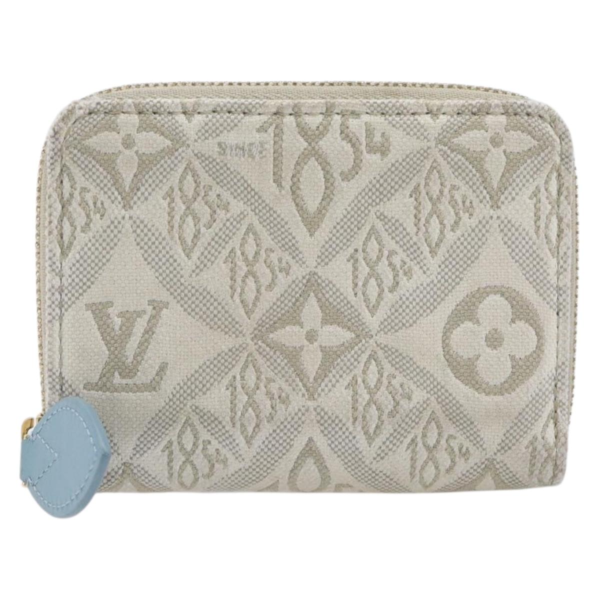 LOUIS VUITTON SINCE1854 Zippy Coin Purse Canvas Ivory Blue M81095 Auth 205941A