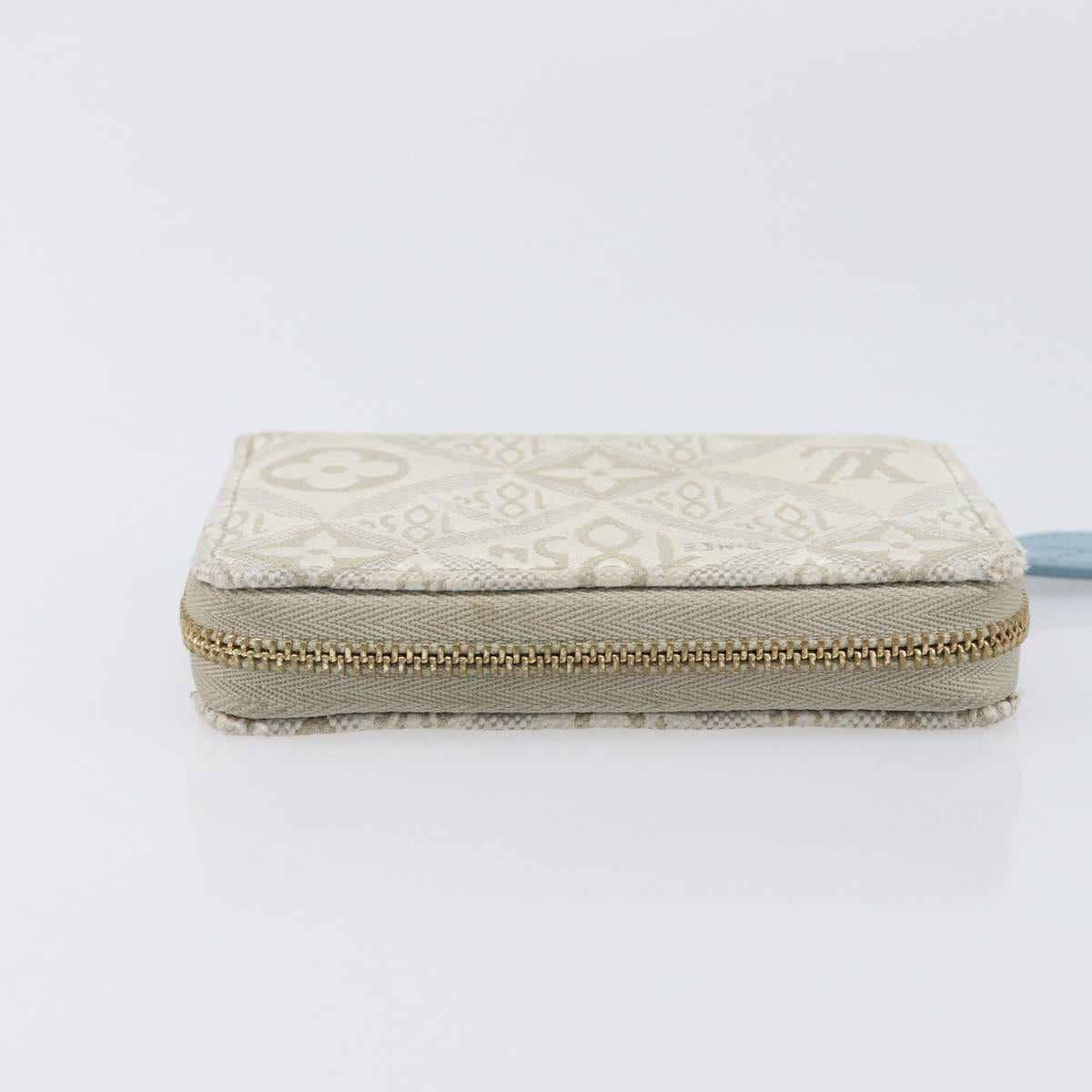LOUIS VUITTON SINCE1854 Zippy Coin Purse Canvas Ivory Blue M81095 Auth 205941A