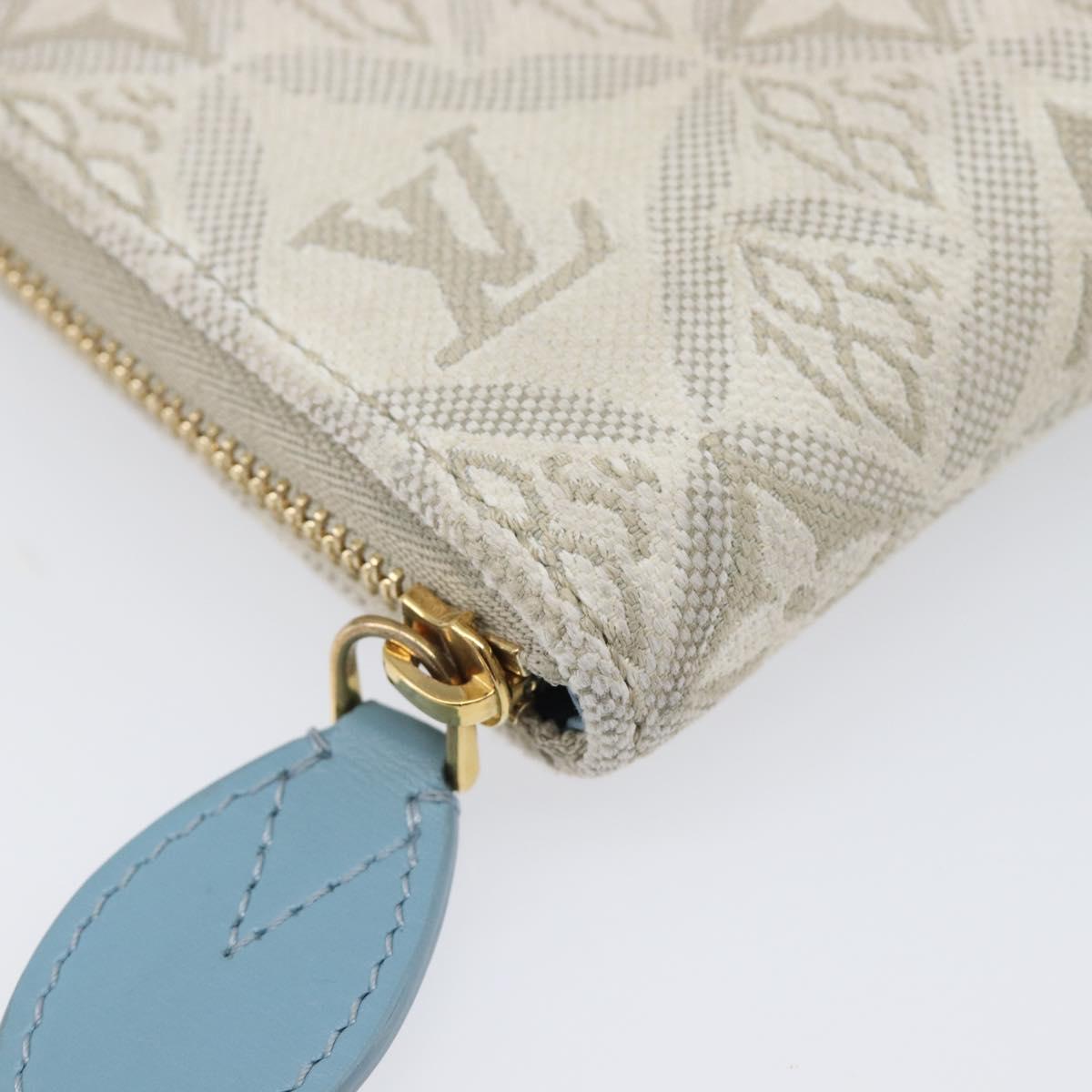 LOUIS VUITTON SINCE1854 Zippy Coin Purse Canvas Ivory Blue M81095 Auth 205941A