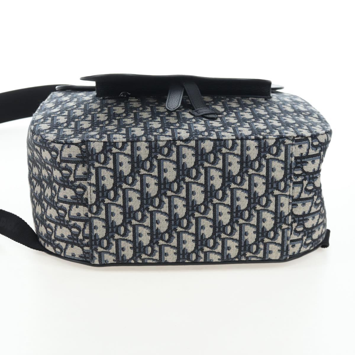 Christian Dior Trotter Canvas Saddle Oblique Gallop Backpack Navy Auth 205942SAM