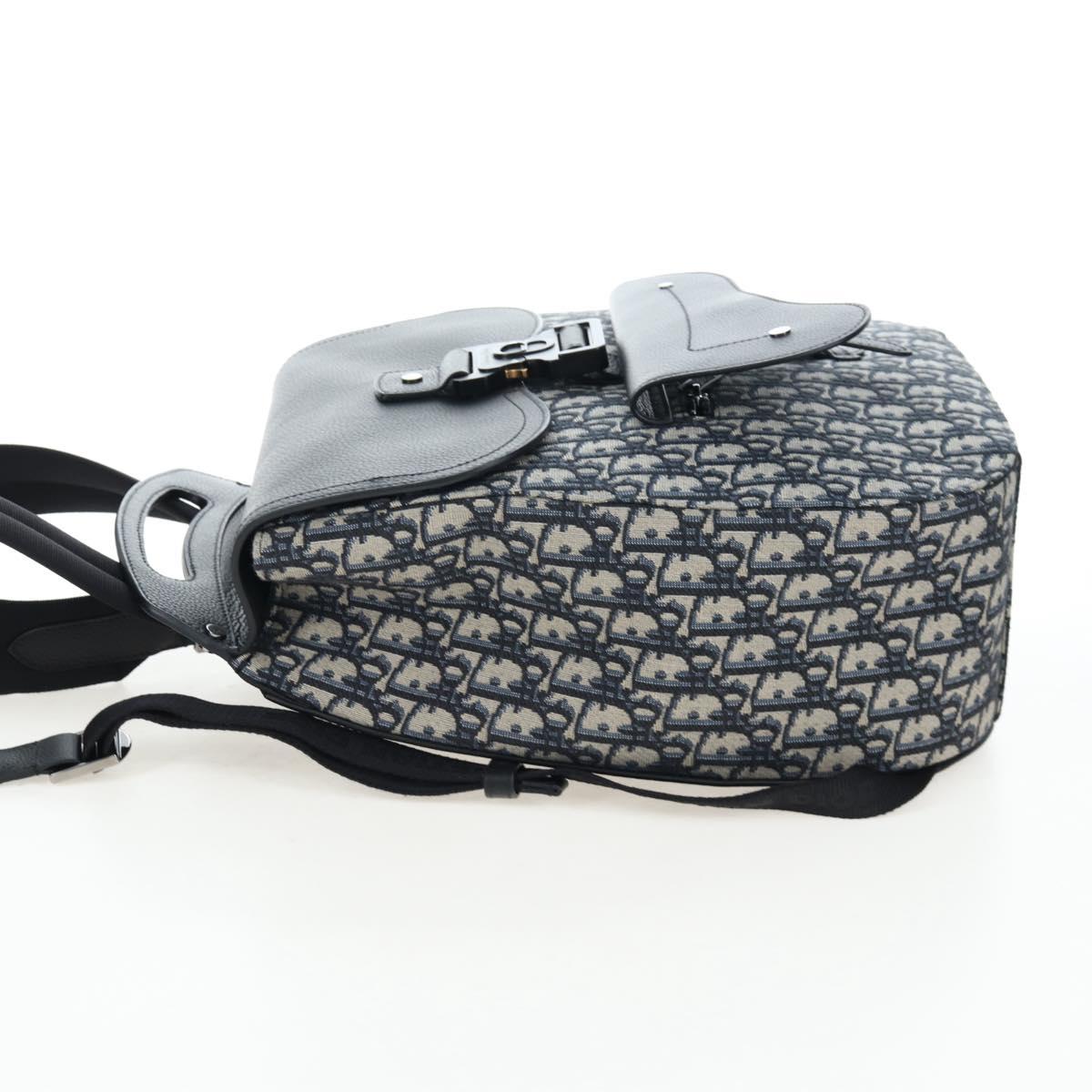 Christian Dior Trotter Canvas Saddle Oblique Gallop Backpack Navy Auth 205942SAM