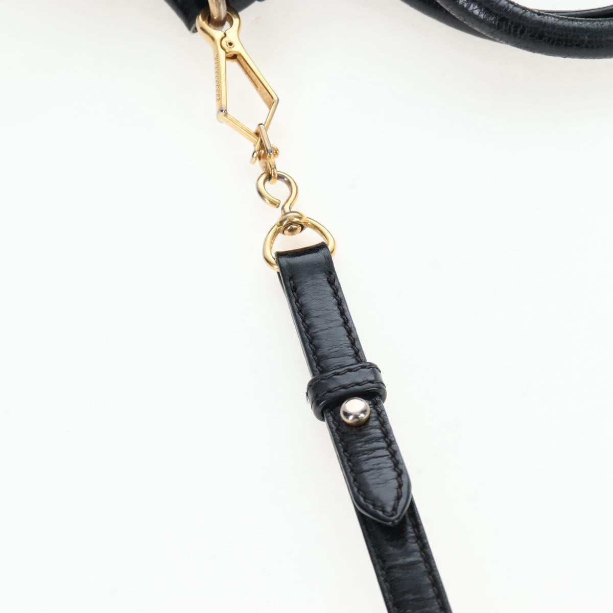 Miu Miu Hand Bag Vitellolux 2way Black Gold Auth 205943V
