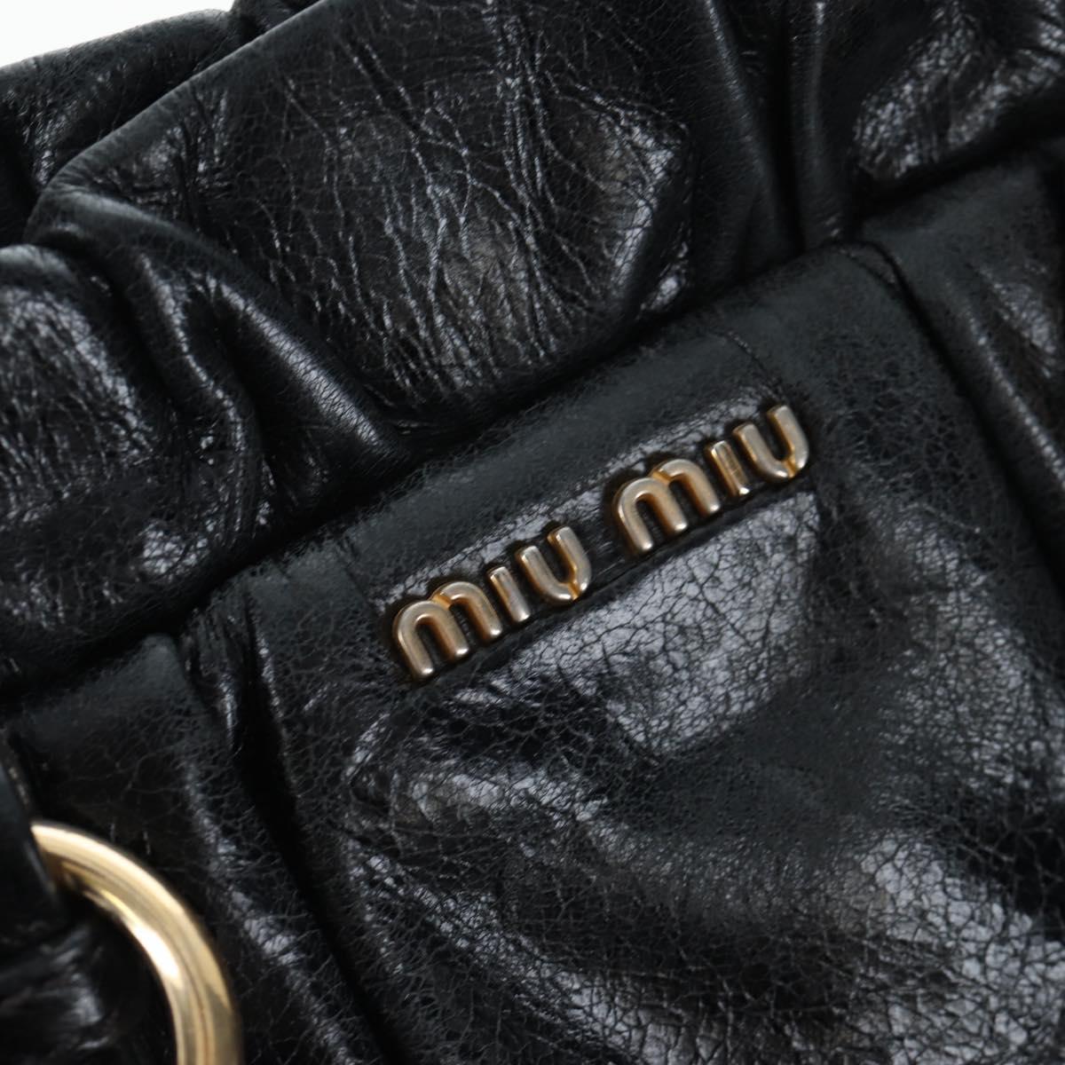 Miu Miu Hand Bag Vitellolux 2way Black Gold Auth 205943V
