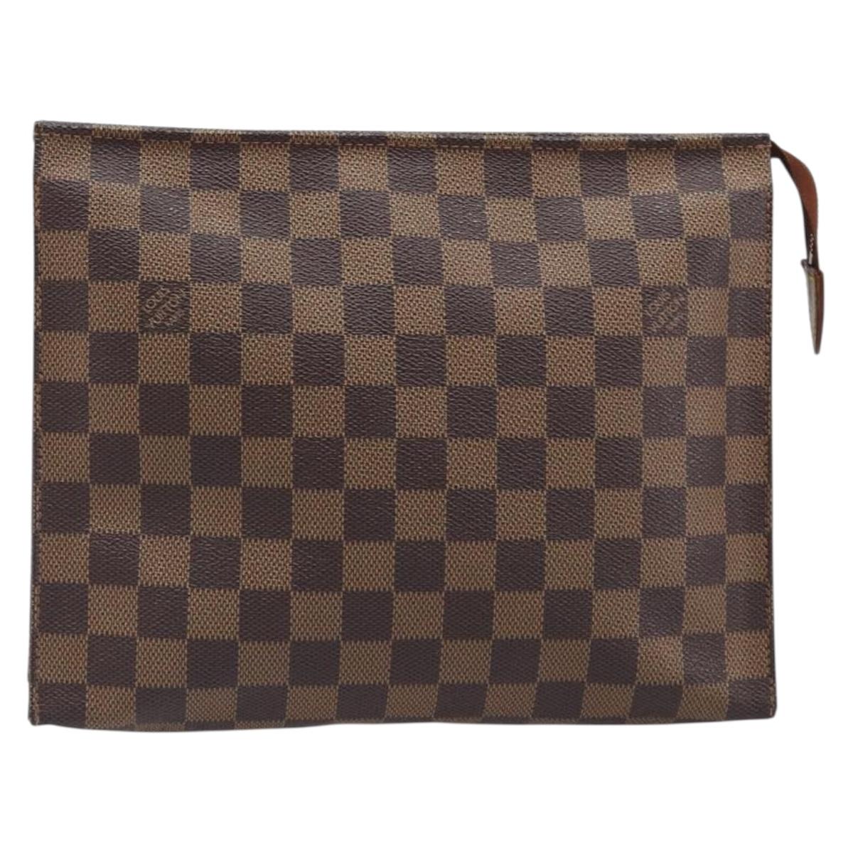 LOUIS VUITTON Damier Ebene Poche Toilette 26 Pouch N47543 LV Auth 205944A