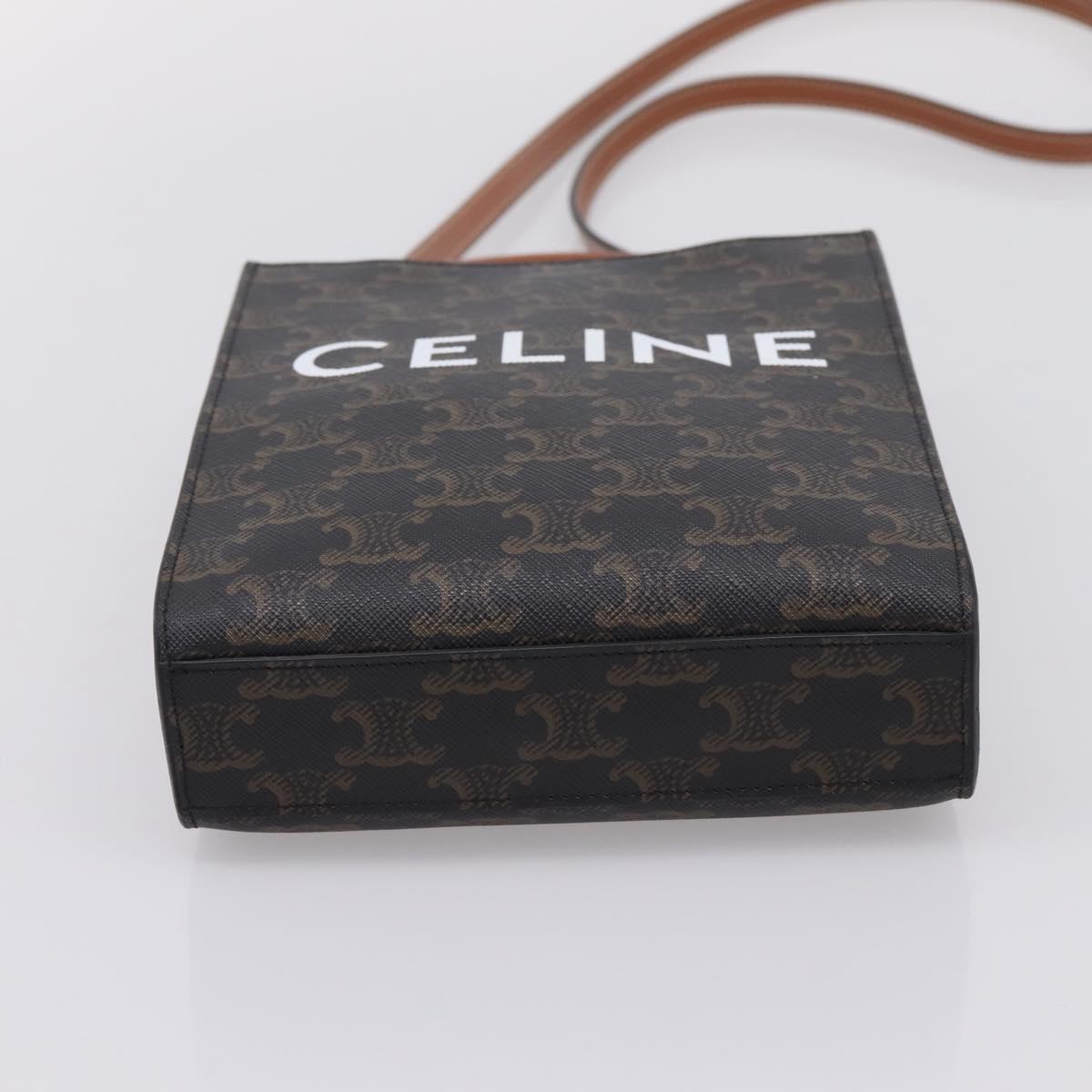 CELINE Macadam Mini Vertical Cabas Hand Bag PVC 2way Black Gold Auth 205945M