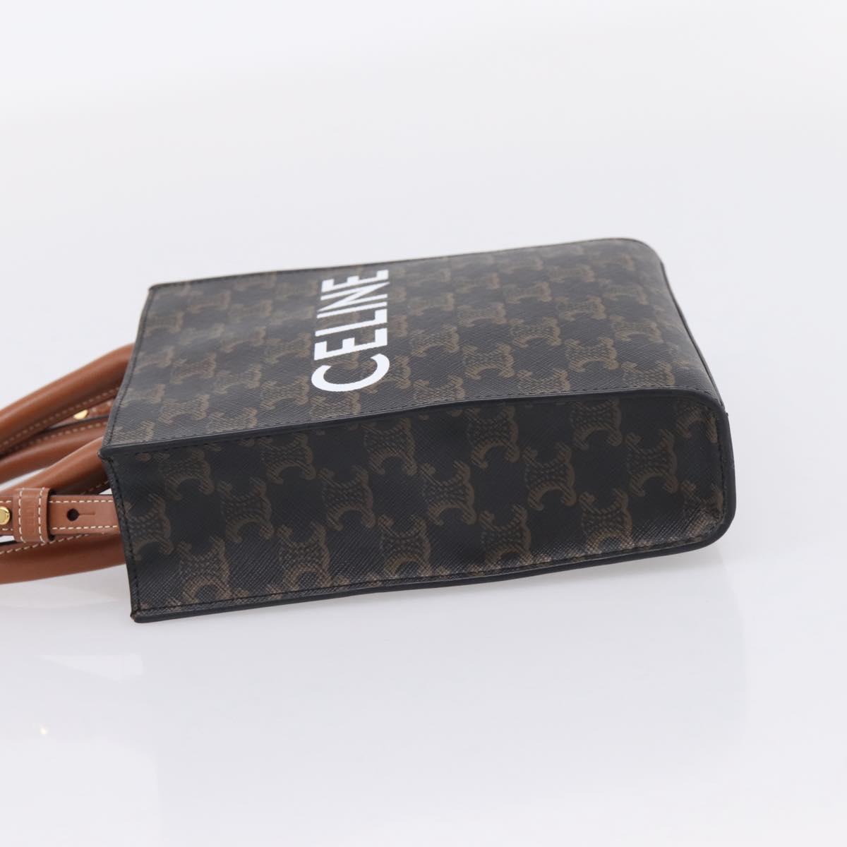 CELINE Macadam Mini Vertical Cabas Hand Bag PVC 2way Black Gold Auth 205945M