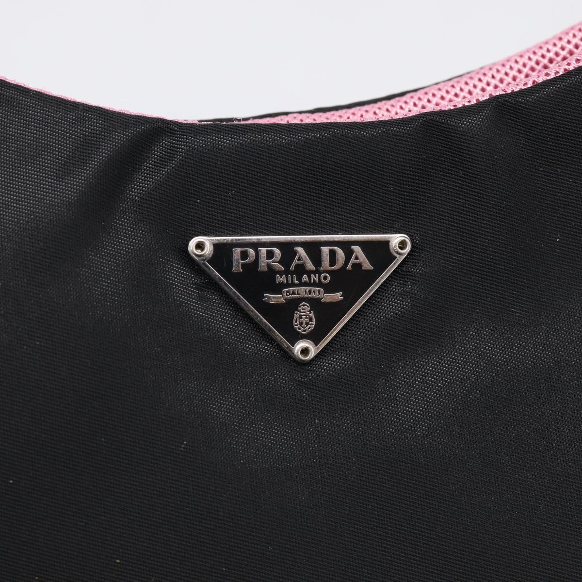PRADA Accessory Pouch Nylon Black Silver Auth 205946A