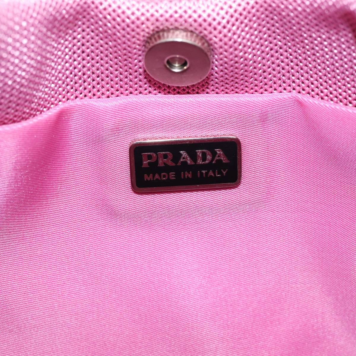 PRADA Accessory Pouch Nylon Black Silver Auth 205946A