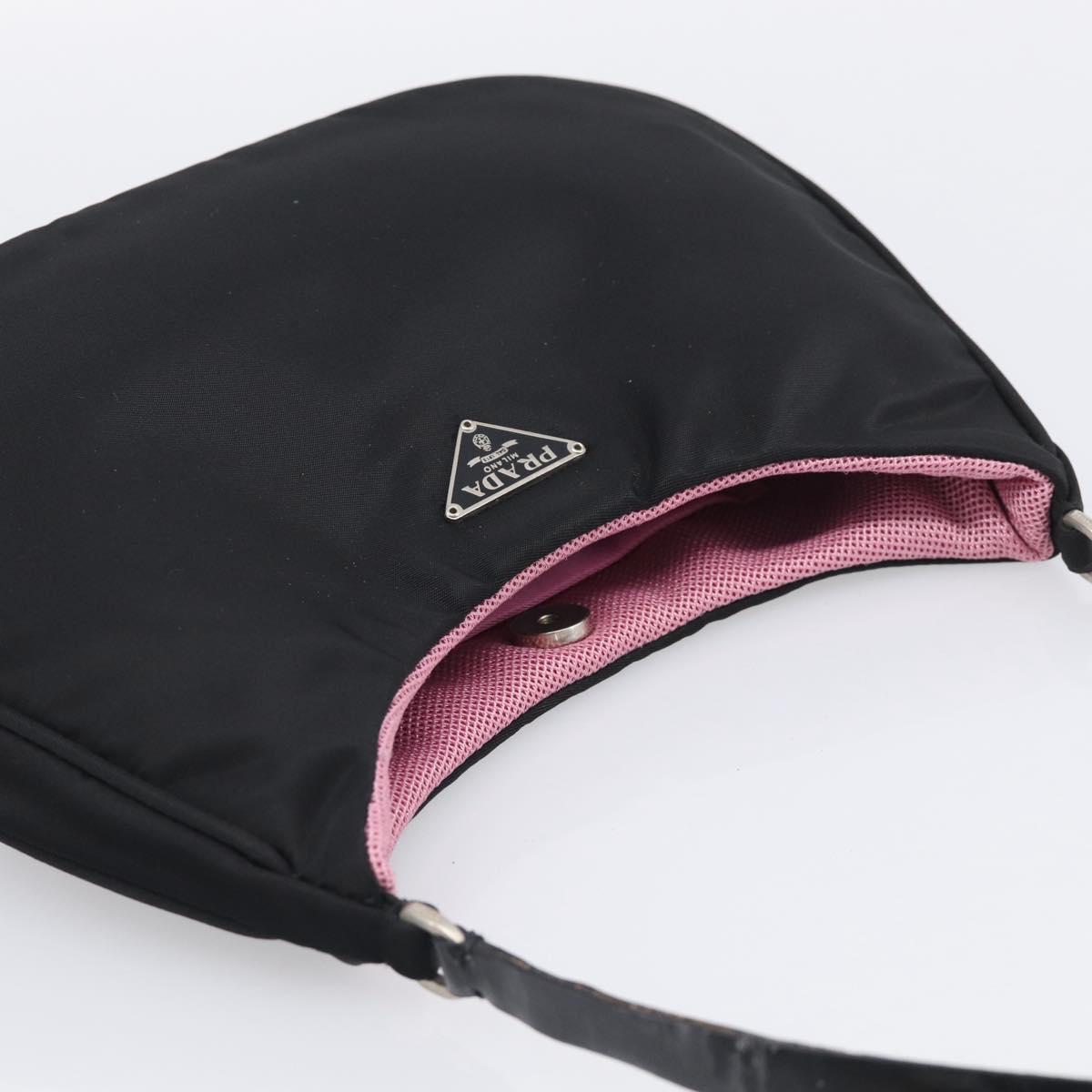 PRADA Accessory Pouch Nylon Black Silver Auth 205946A