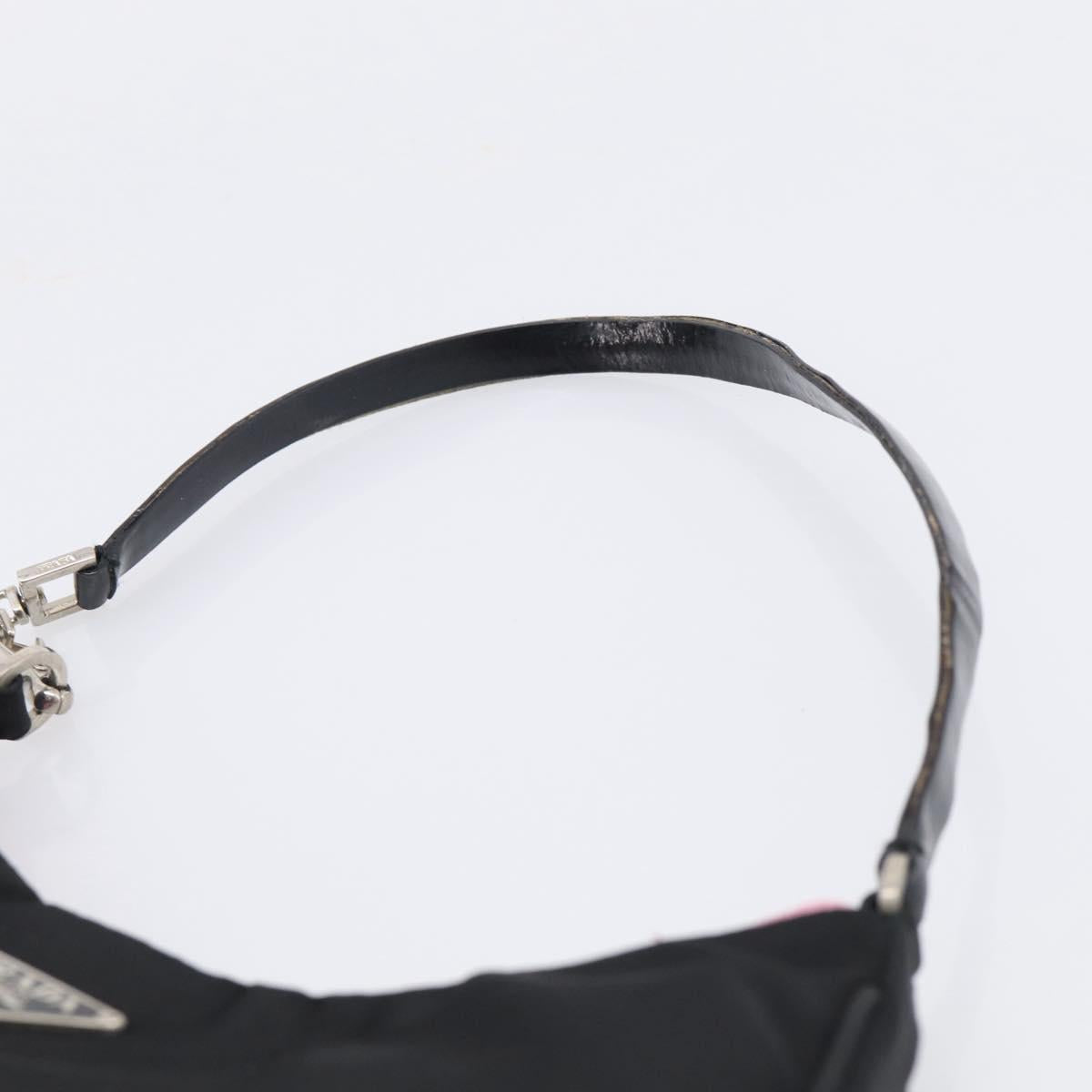 PRADA Accessory Pouch Nylon Black Silver Auth 205946A