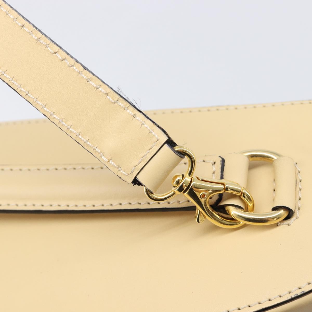 CELINE Vanity Shoulder Bag Leather 2way Beige Gold Tone Auth 205952A