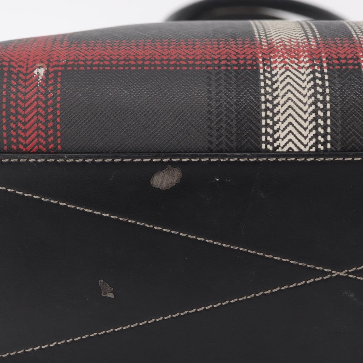 BURBERRY Nova Check Hand Bag PVC Leather Black Red Auth 205962