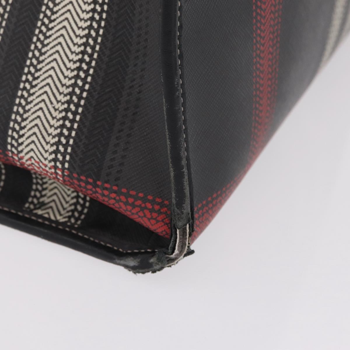 BURBERRY Nova Check Hand Bag PVC Leather Black Red Auth 205962