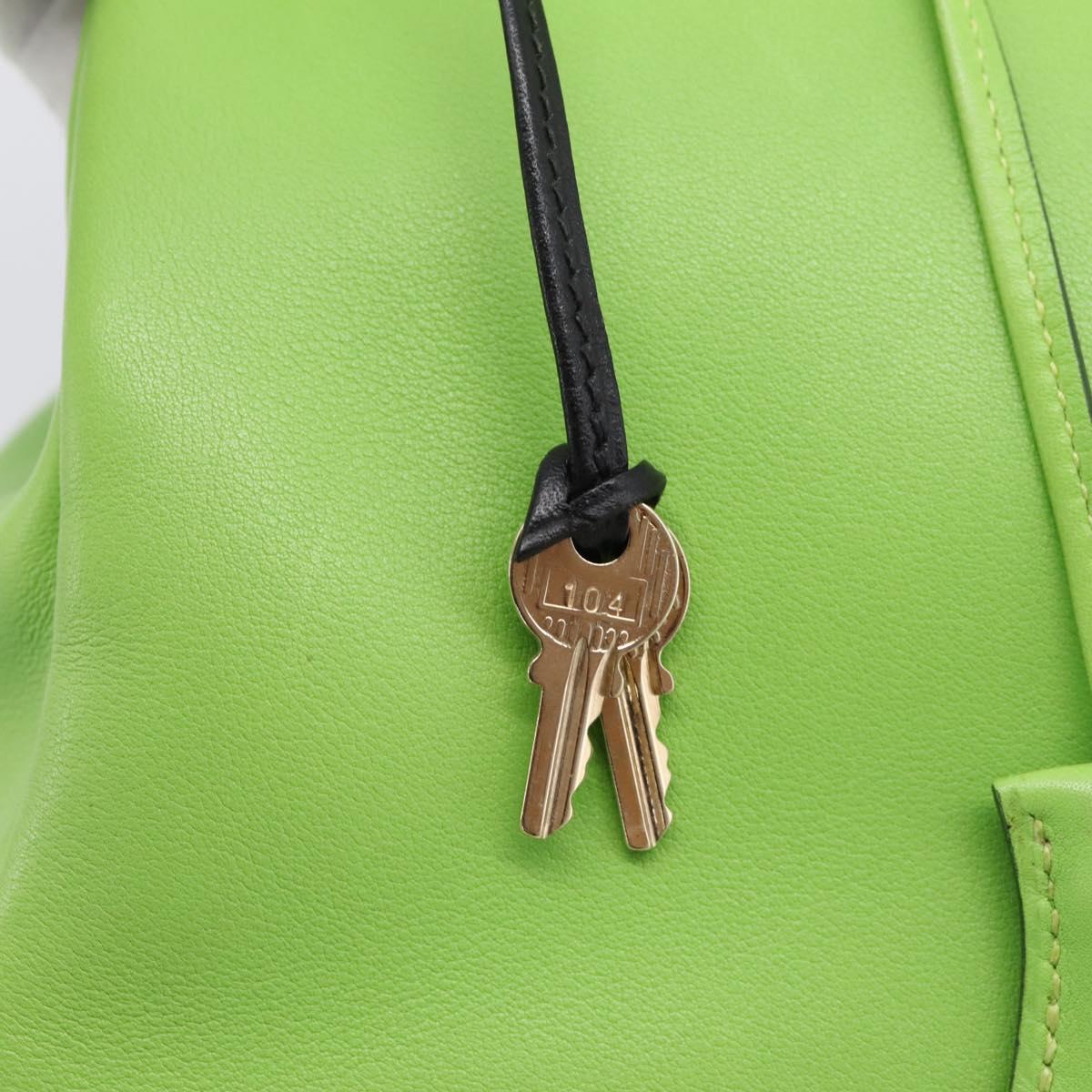 HERMES Kelly 32 Hand Bag Leather 2way Green Gold Auth 205964SM