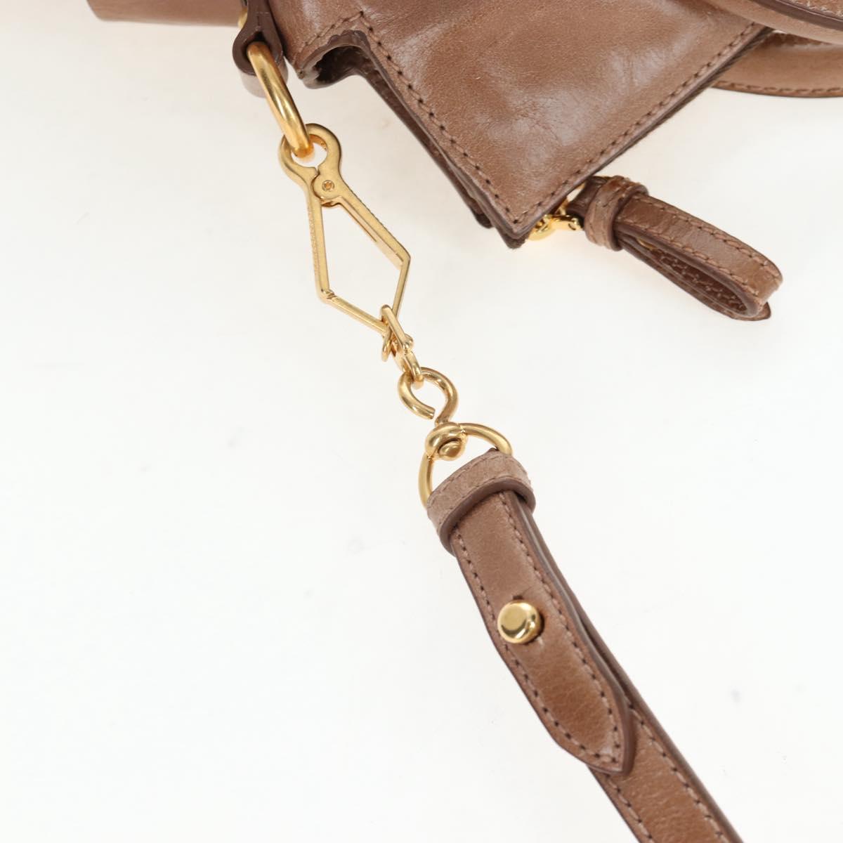 Miu Miu Hand Bag Vitellolux 2way Brown Gold Auth 205972M