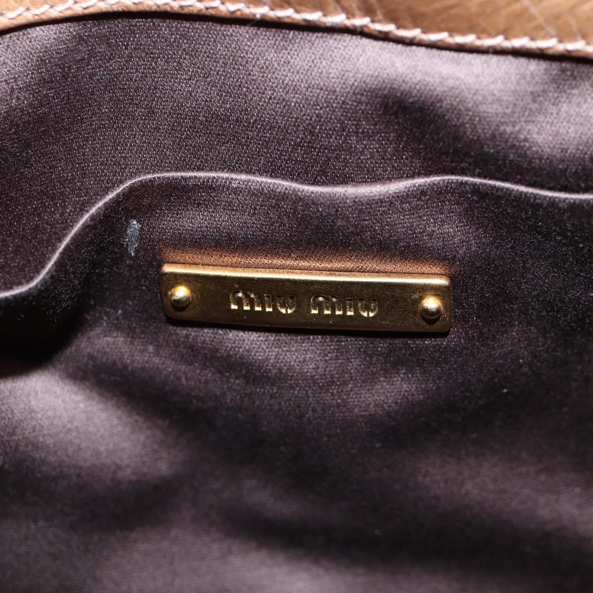 Miu Miu Hand Bag Vitellolux 2way Brown Gold Auth 205972M
