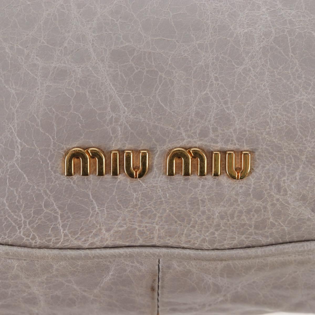 Miu Miu Shoulder Bag Vitellolux Gray Gold Auth 205975V