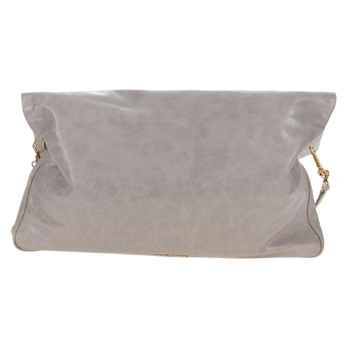 Miu Miu Shoulder Bag Vitellolux Gray Gold Auth 205975V