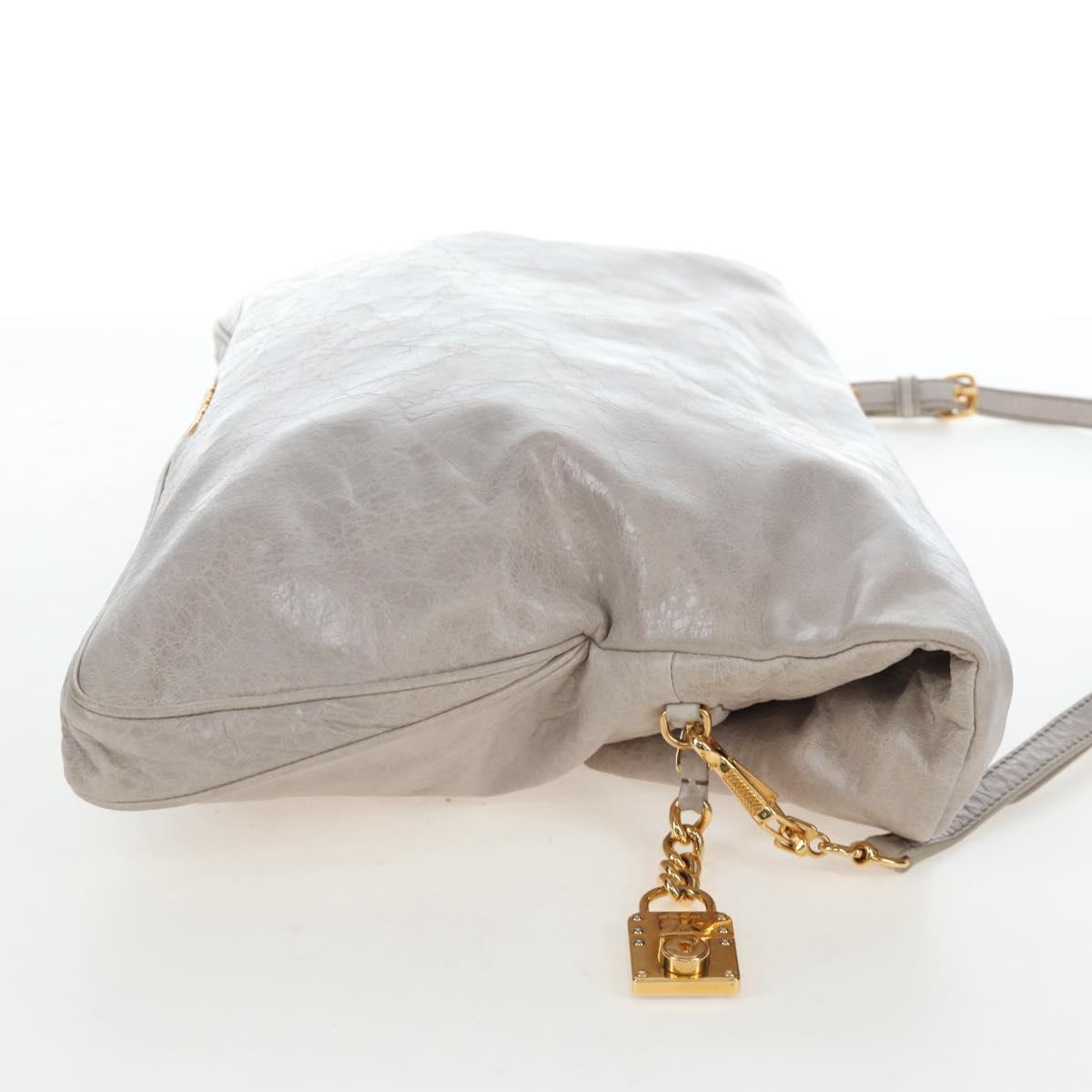 Miu Miu Shoulder Bag Vitellolux Gray Gold Auth 205975V