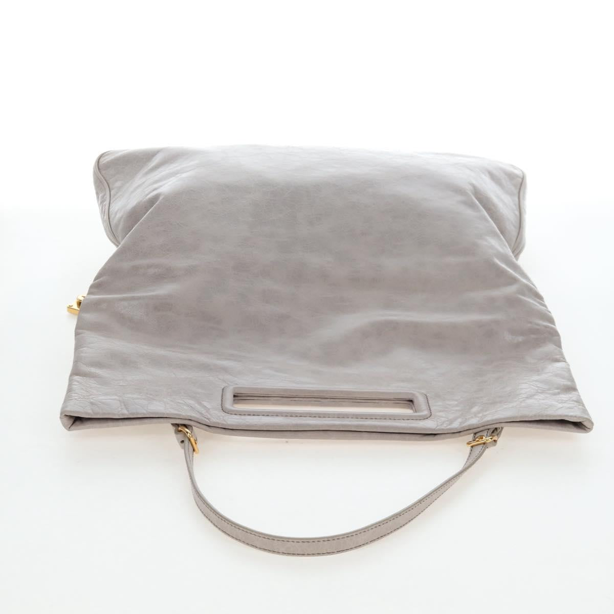 Miu Miu Shoulder Bag Vitellolux Gray Gold Auth 205975V