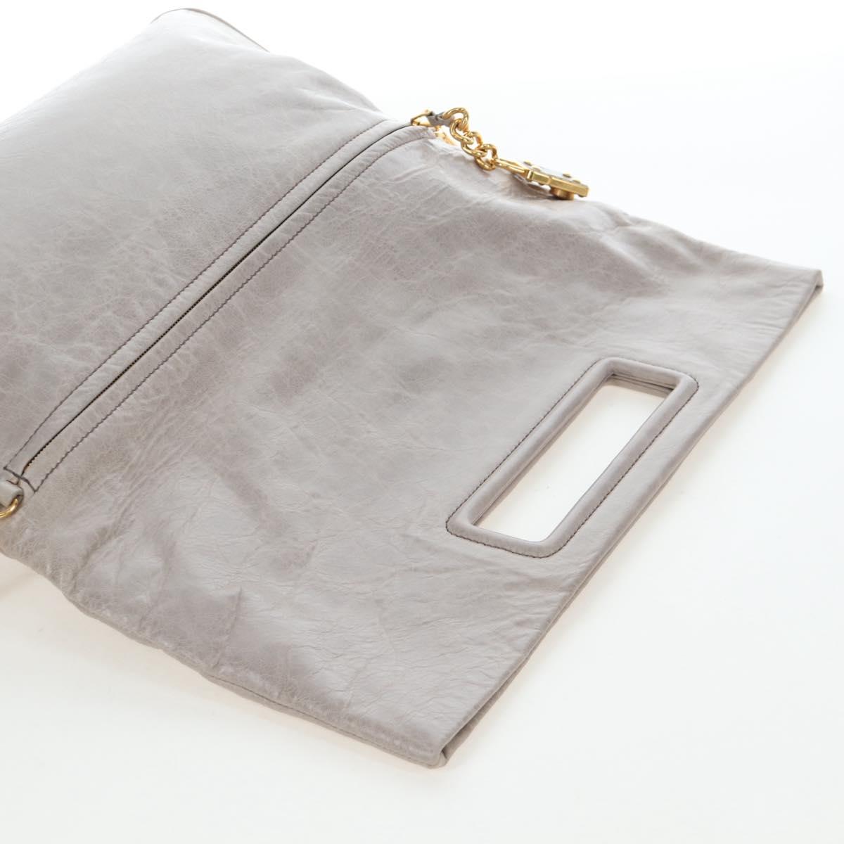 Miu Miu Shoulder Bag Vitellolux Gray Gold Auth 205975V