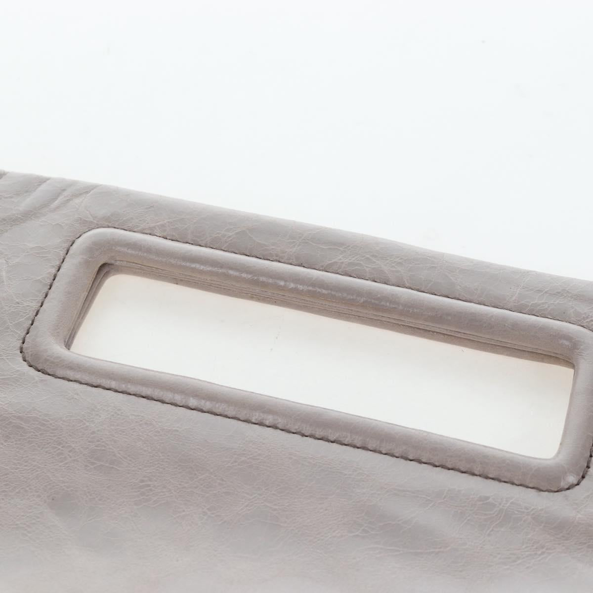 Miu Miu Shoulder Bag Vitellolux Gray Gold Auth 205975V