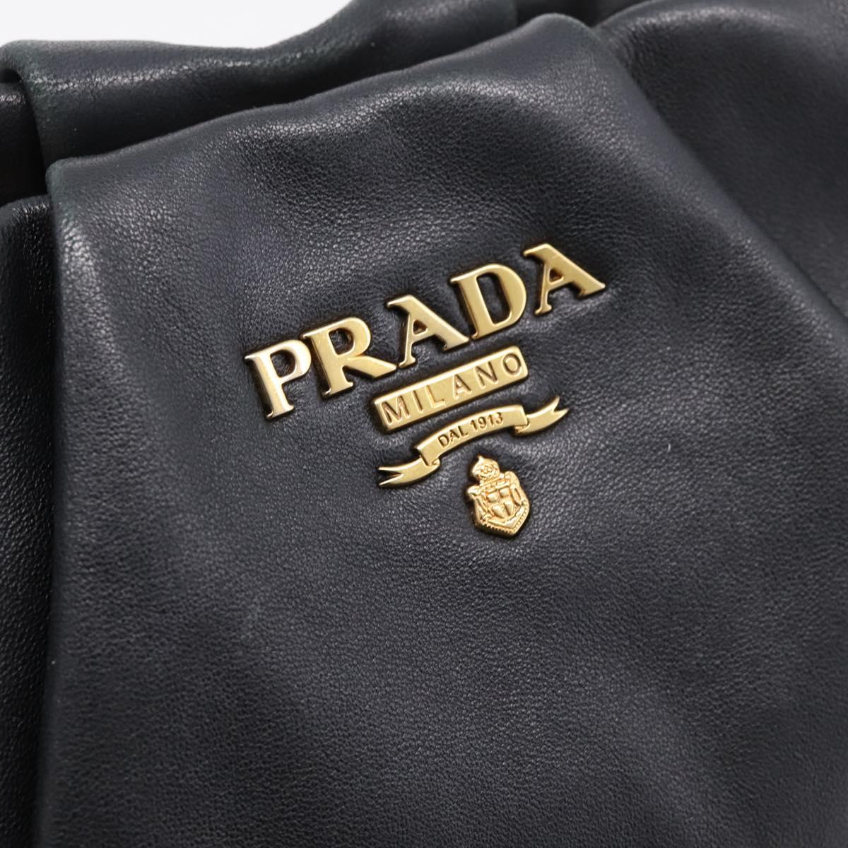 PRADA Chain Shoulder Shoulder Bag Leather Black Gold Auth 205977M