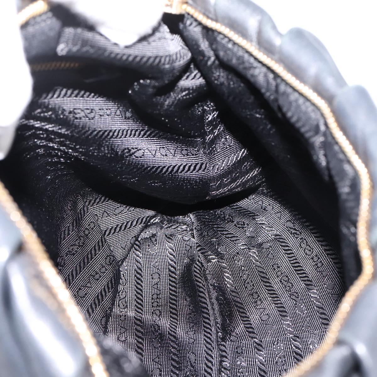 PRADA Chain Shoulder Shoulder Bag Leather Black Gold Auth 205977M
