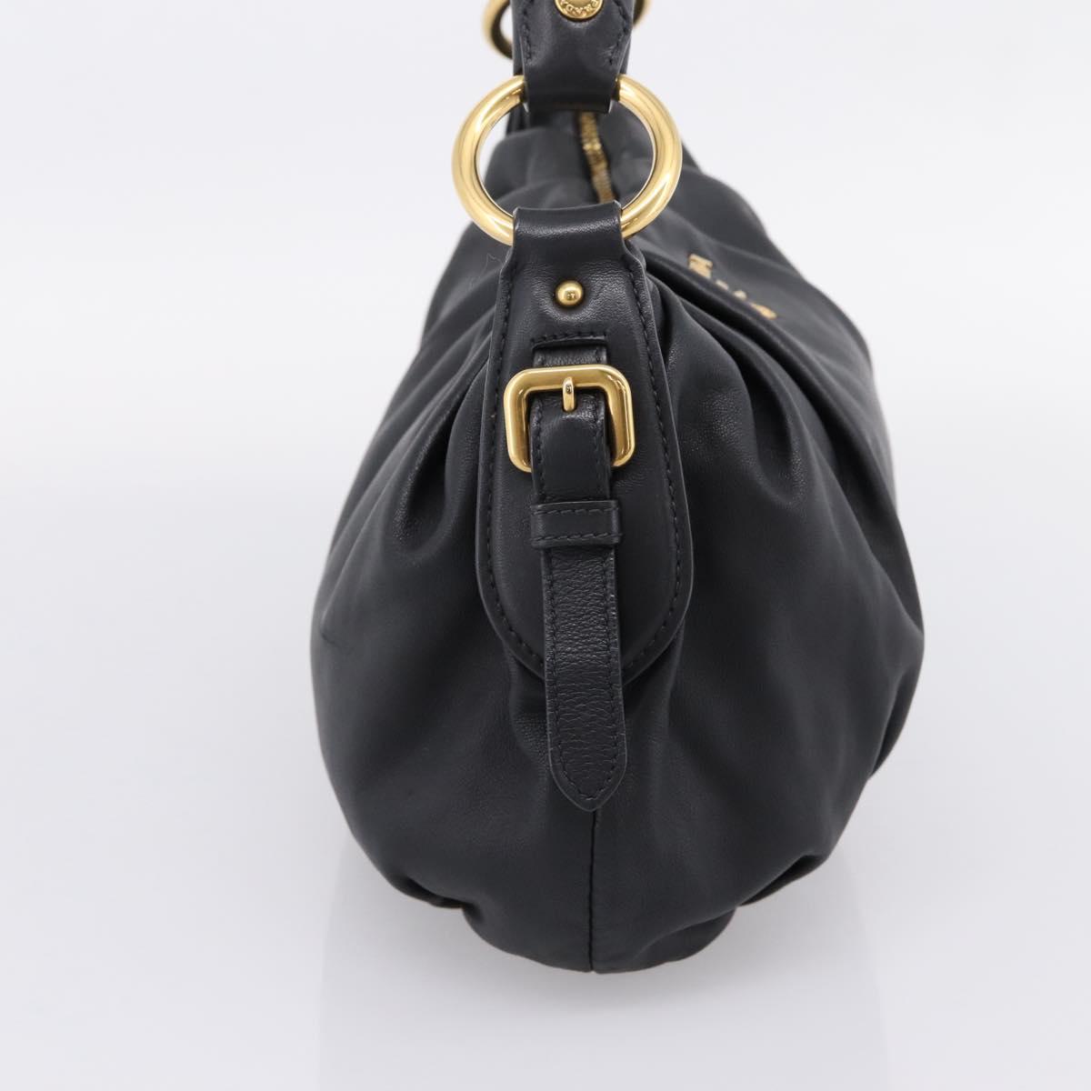 PRADA Chain Shoulder Shoulder Bag Leather Black Gold Auth 205977M