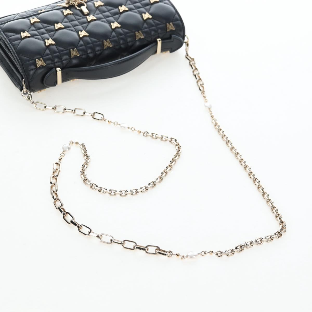 Christian Dior Cannage Miss Dior Chain Bag Lamb Skin 2way Black Auth 205981SAM