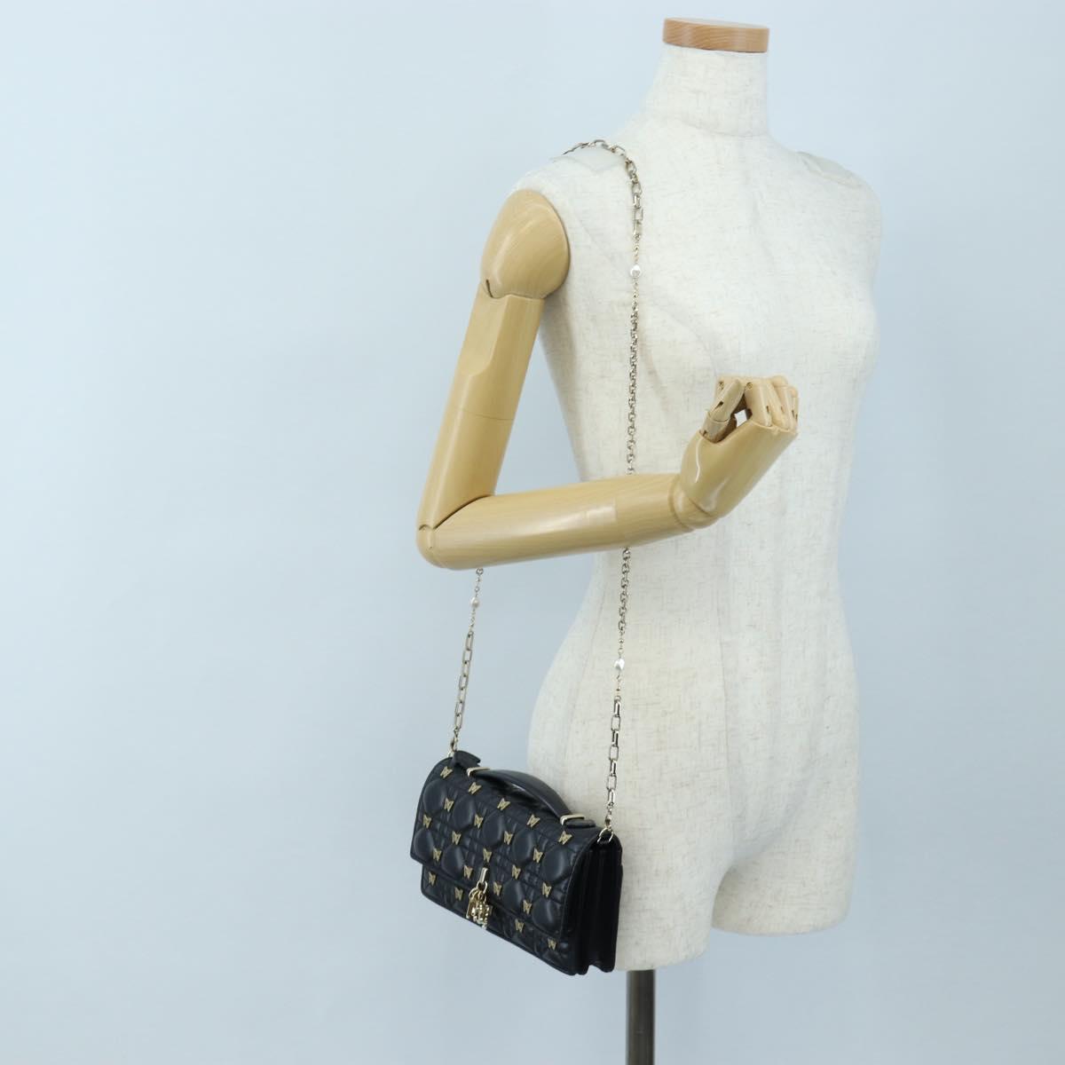 Christian Dior Cannage Miss Dior Chain Bag Lamb Skin 2way Black Auth 205981SAM