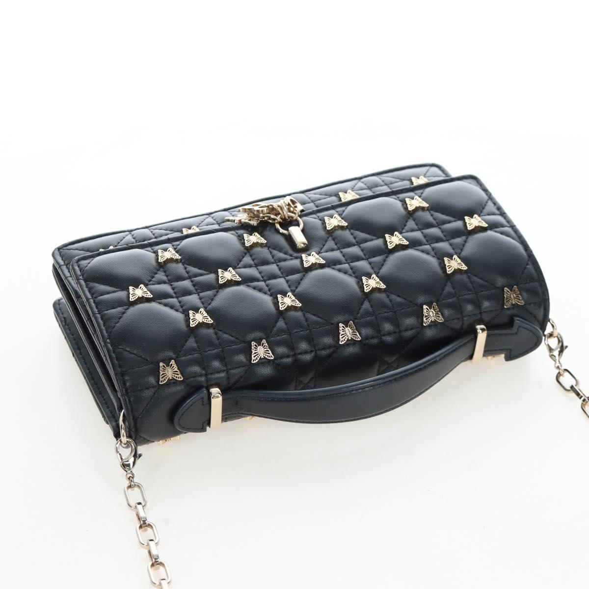 Christian Dior Cannage Miss Dior Chain Bag Lamb Skin 2way Black Auth 205981SAM
