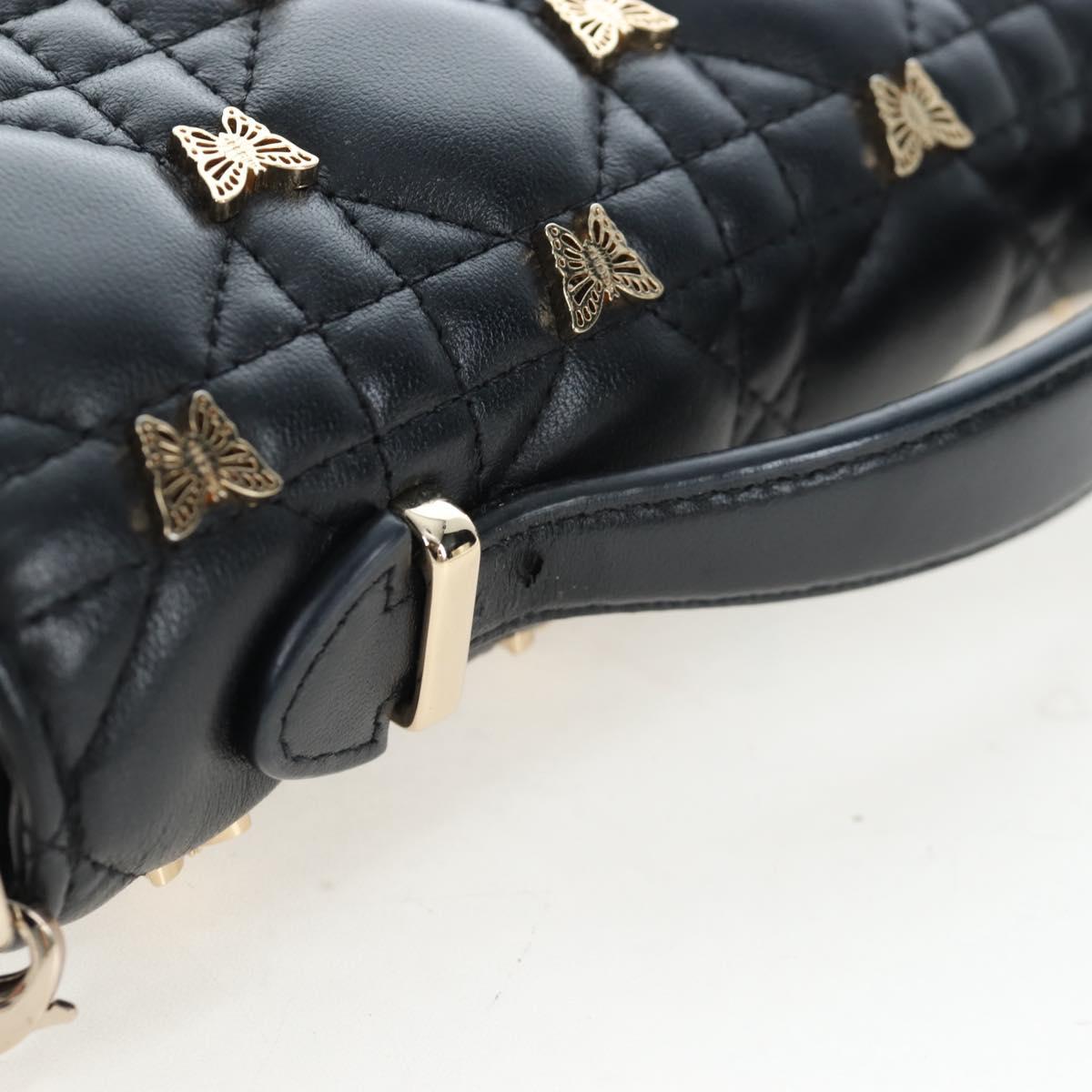 Christian Dior Cannage Miss Dior Chain Bag Lamb Skin 2way Black Auth 205981SAM